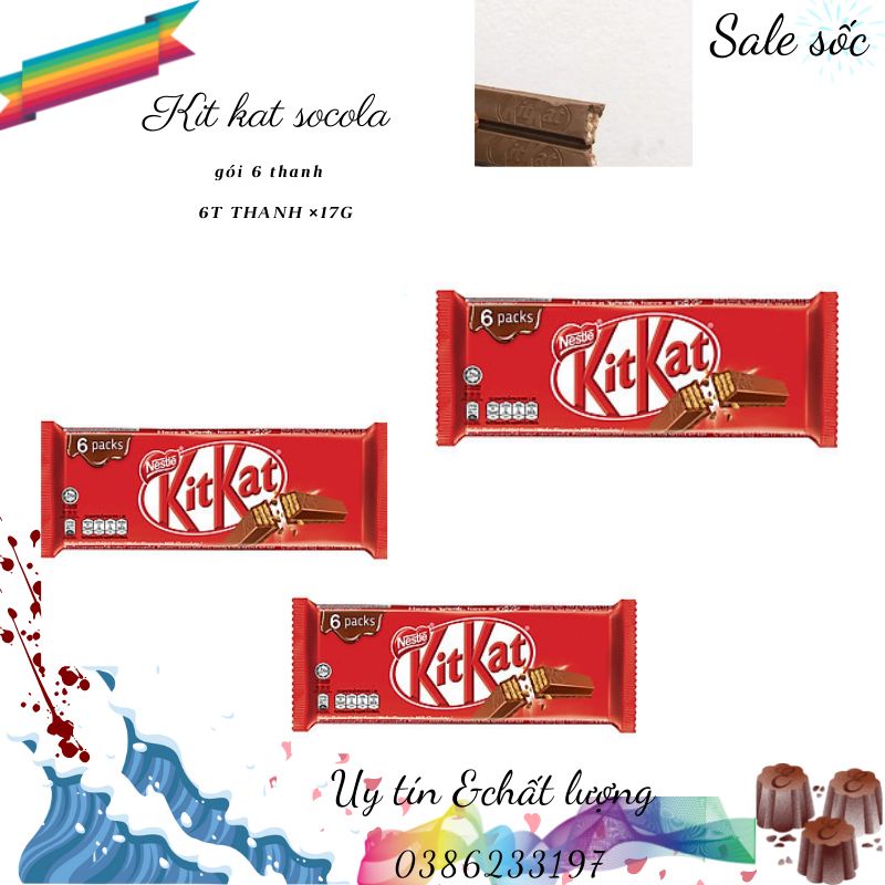 Combo 2 Gói Kitkat phủ socola gói 6 thanh (6 thanh ×17g)