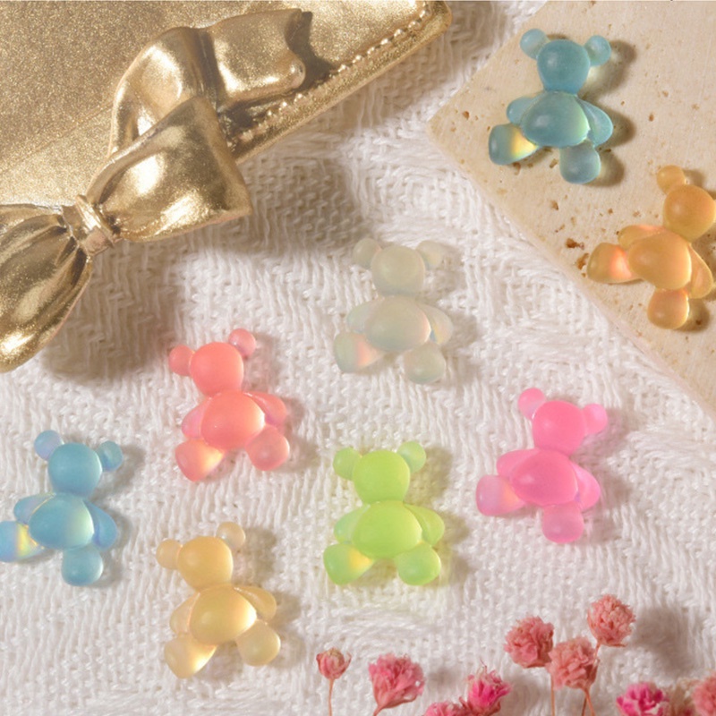 Set 1/5 Gấu Hoạt Hình 3D Dạ Quang Trang Trí Móng Tay