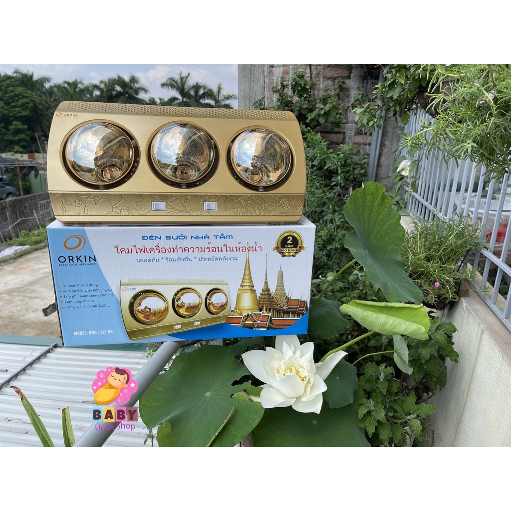 [HÀNG CHÍNH HÃNG] ĐÈN SƯỞI NHÀ TẮM ORKIN 3 BÓNG - HÀNG THÁI LAN CHẤT LƯỢNG NHIỆT TỐT - CHỐNG LÓA MẮT