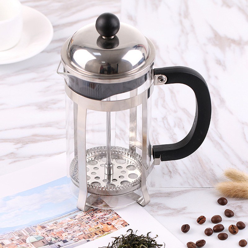 Coffee Maker Stainless Steel Glass French Press Pot Filter