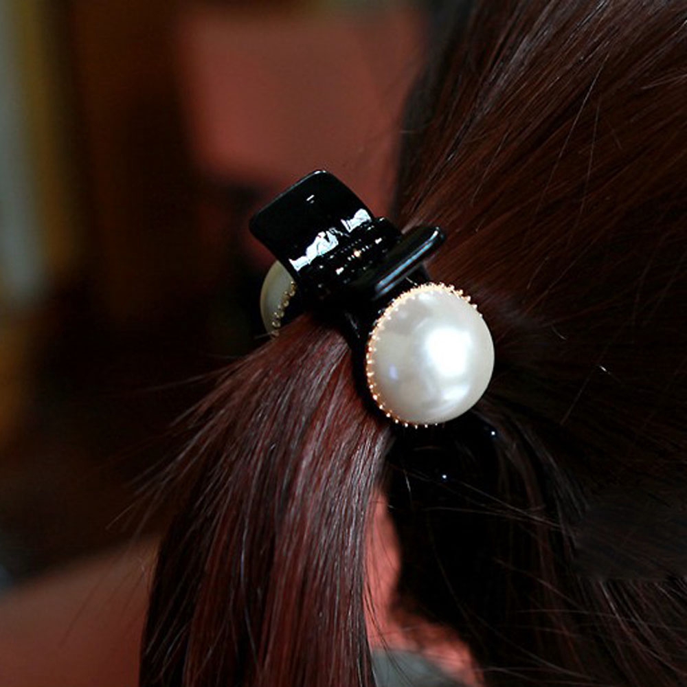 Kẹp tóc móng vuốt đính hạt giả ngọc trai
