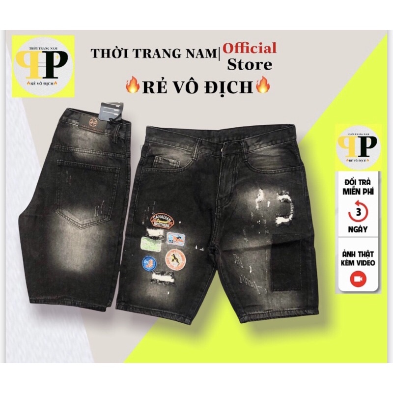 (Freeship) Quần short nam màu đen thêu 8logo rất thời trang hót hiện nay L227