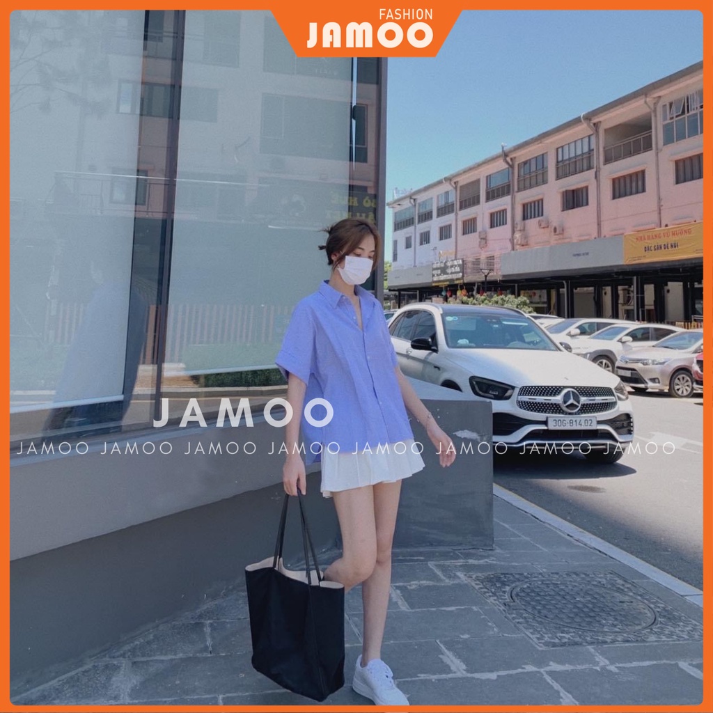 Áo sơ mi kẻ sọc vạt bàu khuy sau - Áo sơ mi kẻ JAMOO