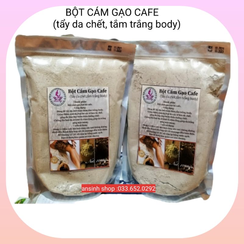 1kg cám gạo cafe tẩy da chết &tắm dưỡng body hadmade