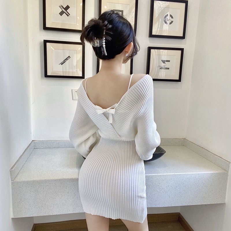 Váy body len cánh dơi phong cách tối giản sexy