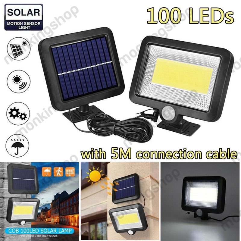 Đèn Led Năng Lượng Mặt Trời 30w 100 Bóng Cob Gắn Tường Ngoài Trời