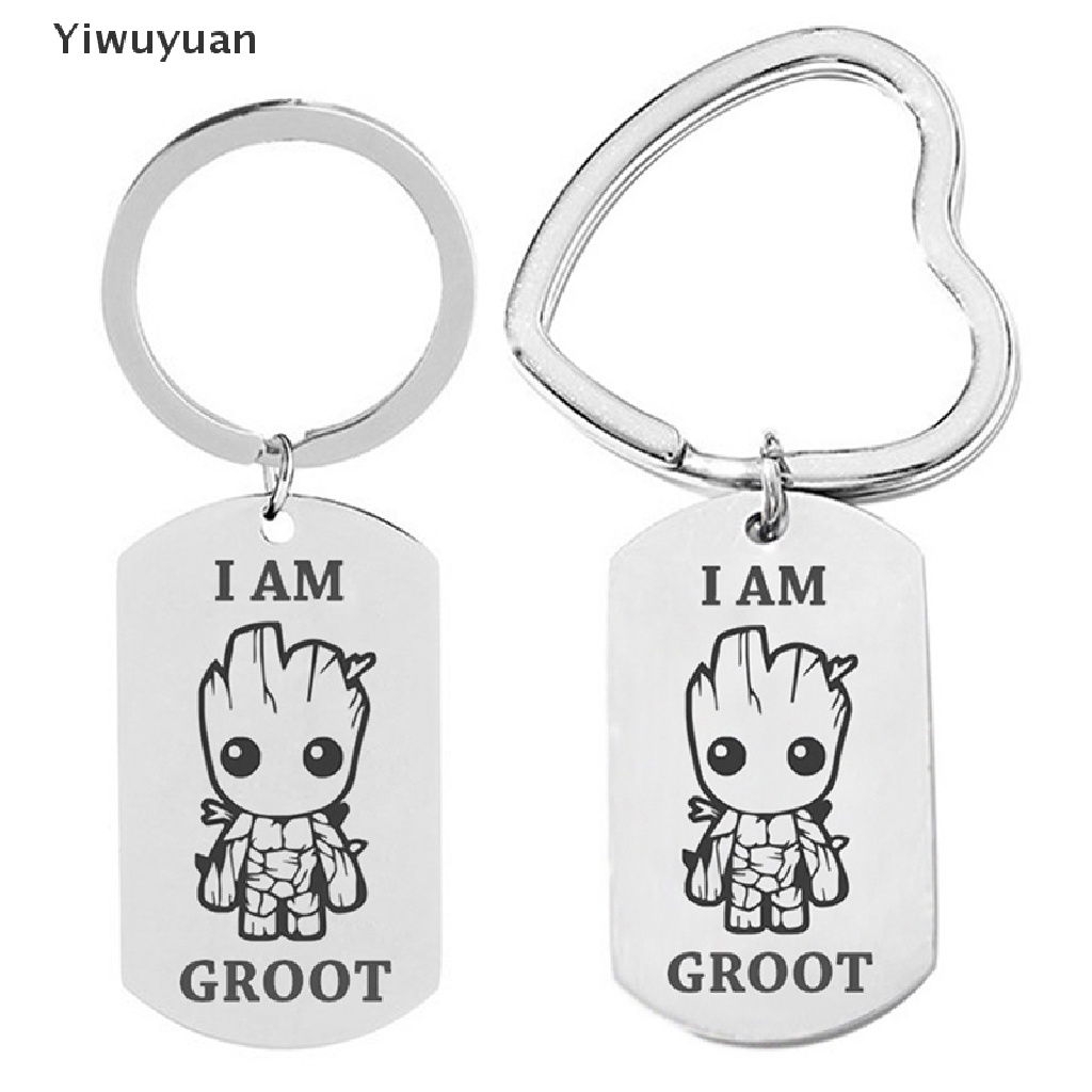 &lt; Yiwuyuan &gt; Móc Khóa Bằng Thép Titan Không Gỉ Hình Groot Trong Guardians of the Galaxy 2