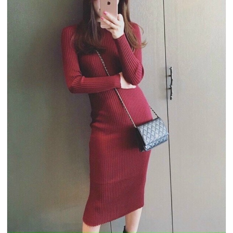 Váy body len tăm cổ 3p QC loại dày