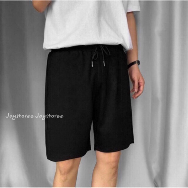 Quần short thun ĐEN trơn form nam nữ unisex ❤️FREESHIP❤️Quần short ngố thun Nam nữ ❤️