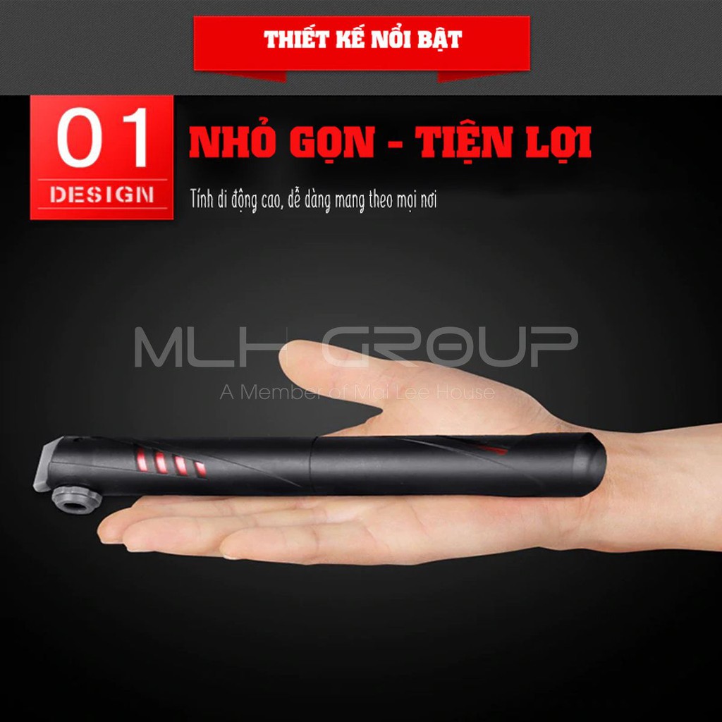 Bơm Xe Đạp Mini Treo Xe Gắn Khung Sườn Xe (Có Đế Gắn) Sử Dụng Khẩn Cấp 120Psi 8 Bar Siêu Nhẹ MLH