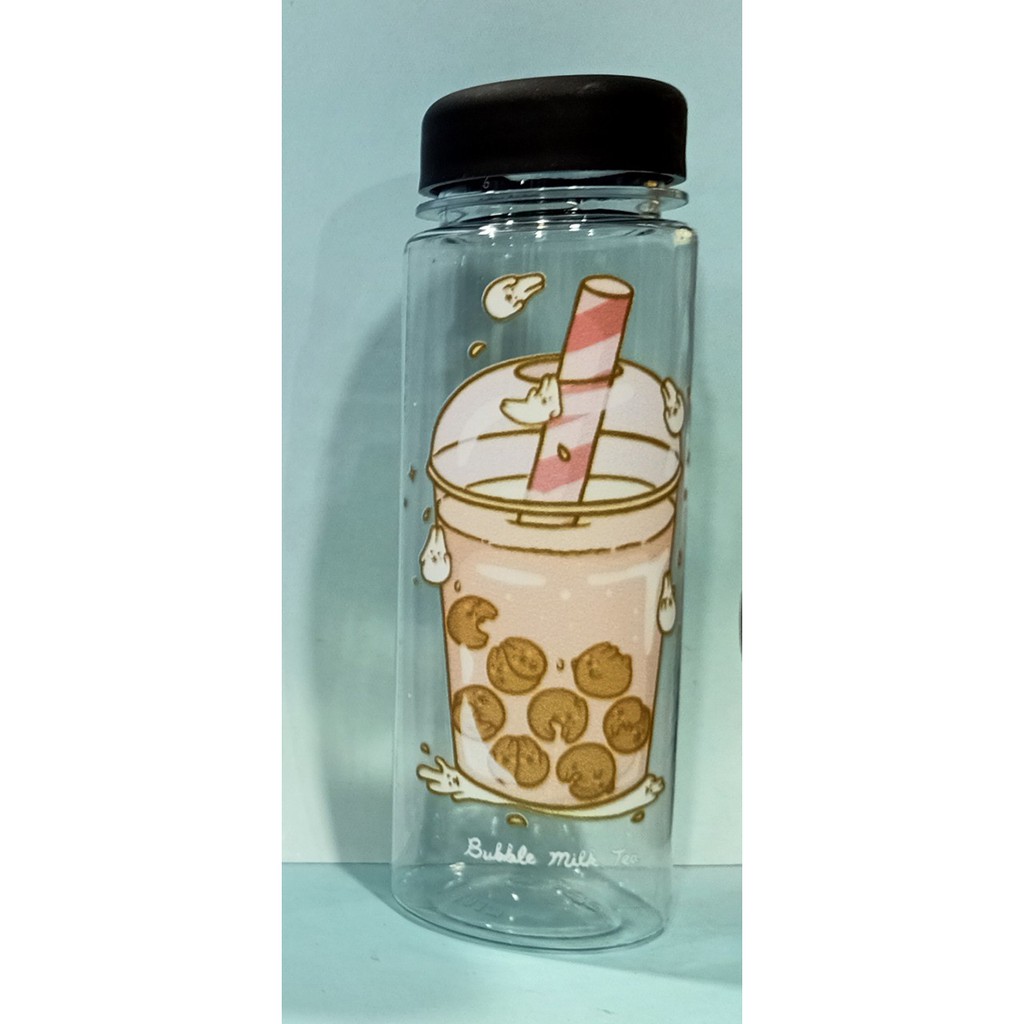 Bình nước trà sữa nhựa in màu BNI26 500ml bình nước boba tea hoạt hình bình nước dễ thương