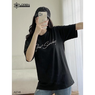 Áo thun nữ loren chữ gust sunday đen a2745
