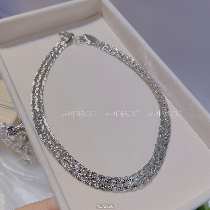 Dây chuyền, vòng cổ 3 bính ép dẹp phối màu, bản dày sang trọng, chạm máy 4D siêu sáng .PTNACC.