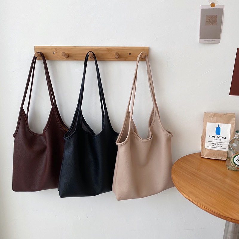 Túi Tote Da Mềm Siêu Nhẹ Màu Trơn Cỡ Lớn Thời Trang Cho Nữ
