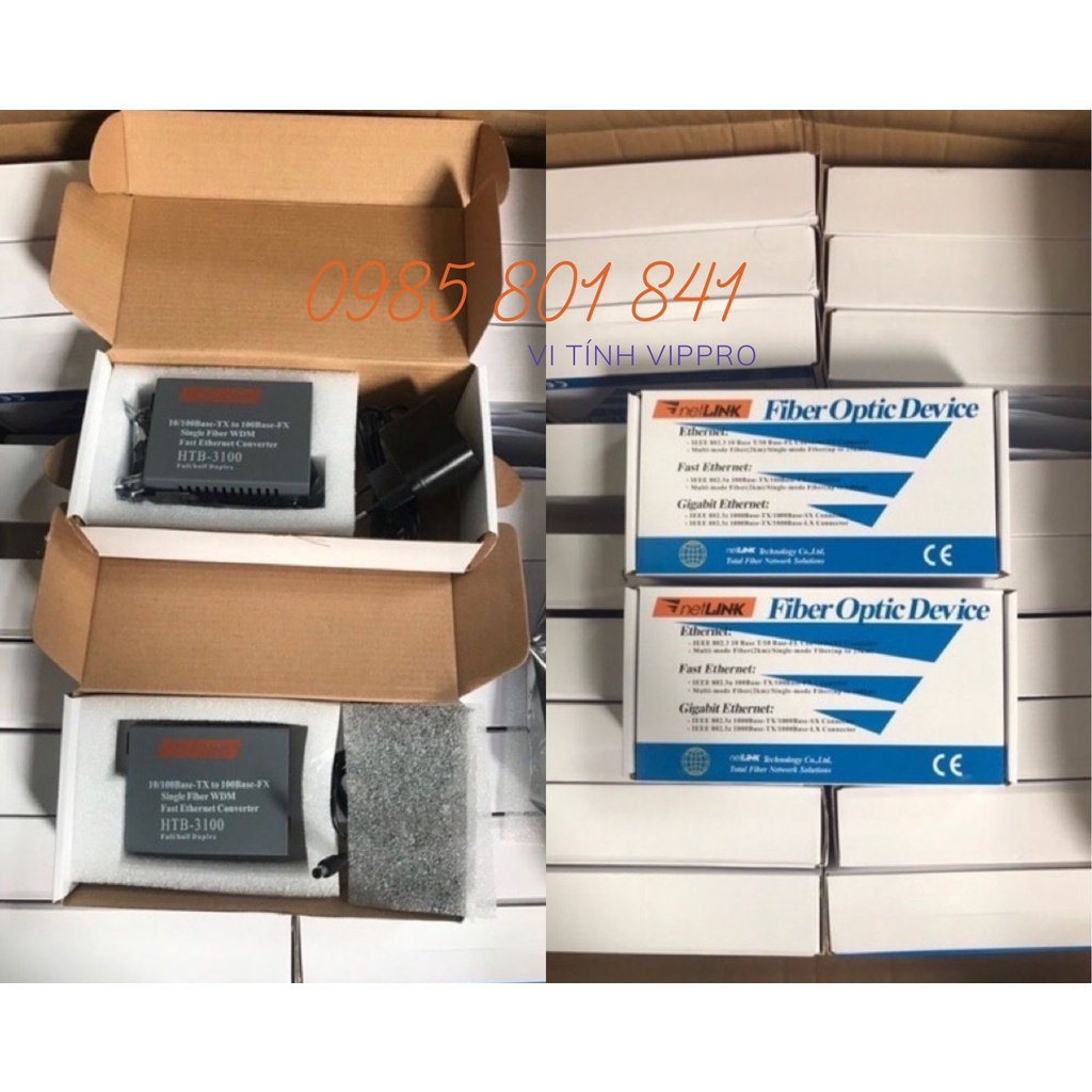 Bộ Chuyển Đổi Quang Điện 1 Sợi Media Converter 1FO 100Mbps Netlink HTB-3100AB. BH 12 tháng