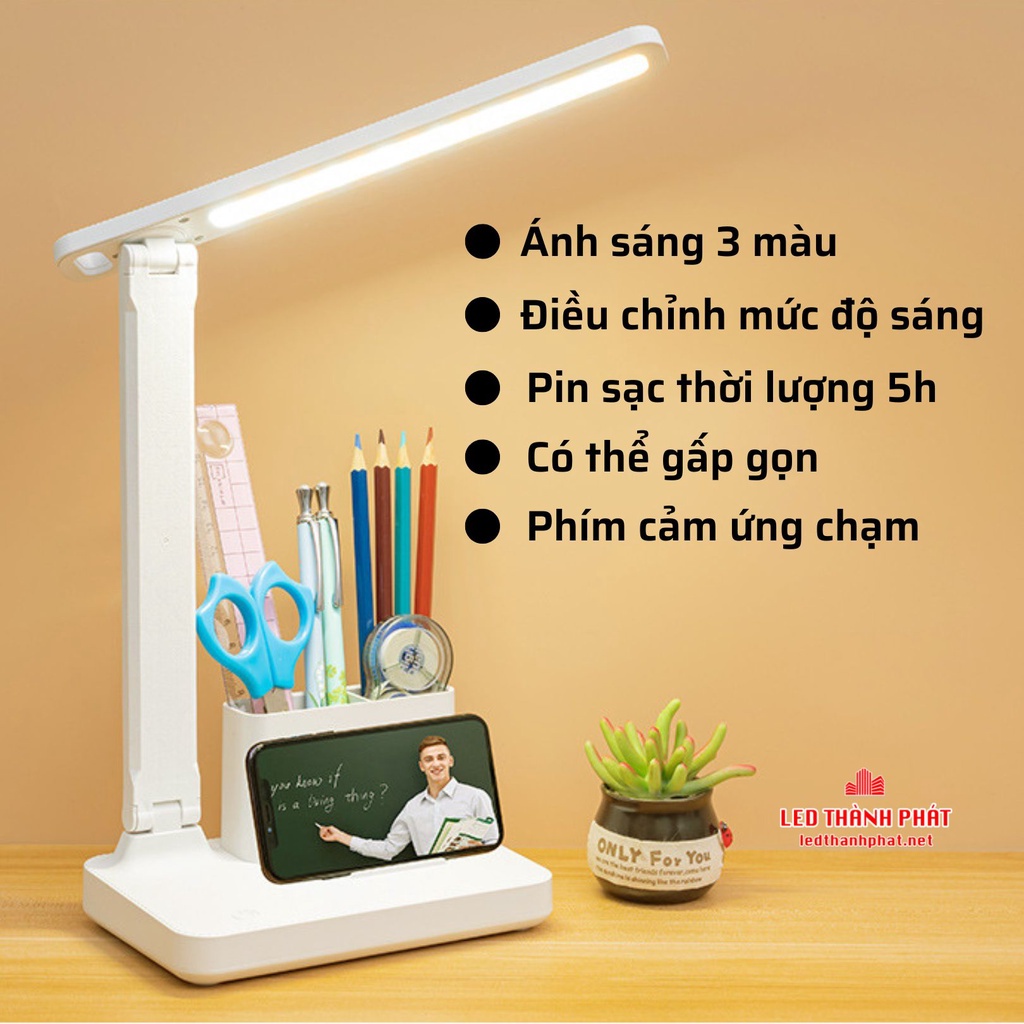 Đèn bàn học tích điện WhitePro Baoliang 3 màu ánh sáng, điều chỉnh mức độ sáng chống cận bảo vệ thị lực