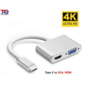 Cổng chuyển type c ra hdmi +vga 4k - chính hãng