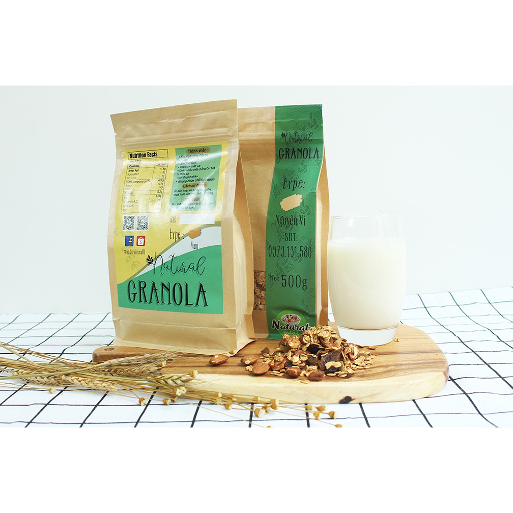 Ngũ cốc dinh dưỡng ăn kiêng, giảm cân ăn sáng Granola nhiều hạt thơm ngon Healthy Mix vị 500gram - Natural Meal