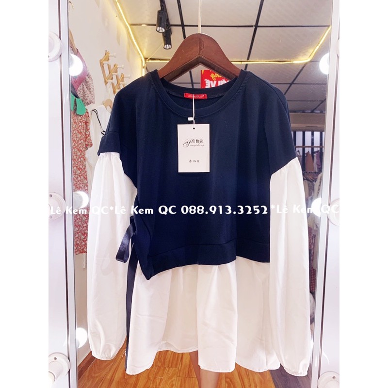 Áo Babydoll Bánh Bèo Phối Thắt Nơ Eo QC Cao Cấp ❤️