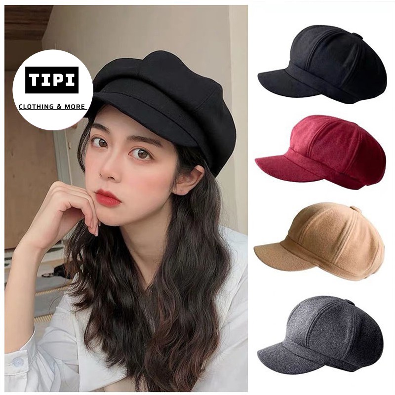 Mũ nồi beret cao cấp lưỡi trai da lộn