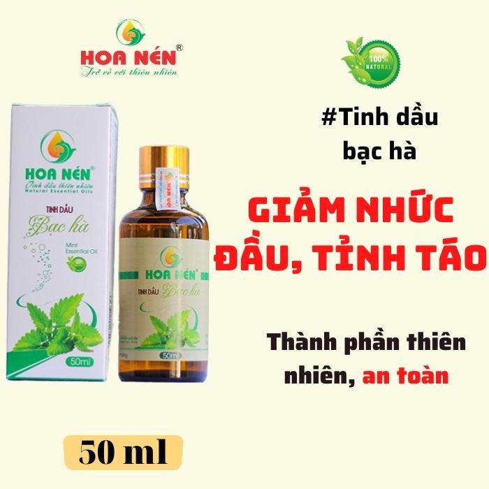 Tinh dầu bạc hà 50ml - Hoa Nén - Hương thơm mát, khử mùi, ẩm mốc, đuổi muỗi, côn trùng