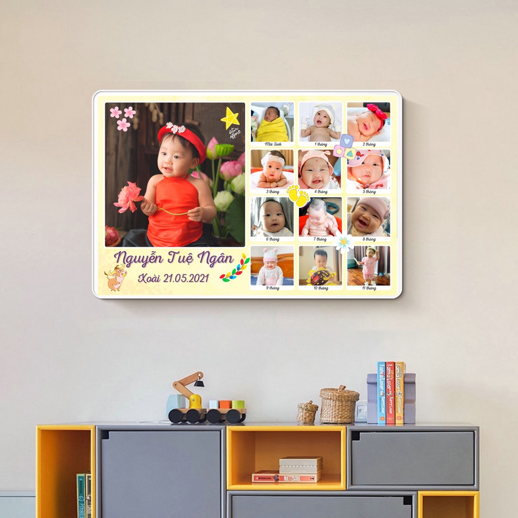 Khung ảnh 12 tháng tráng gương treo tường