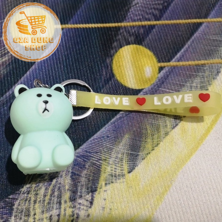 Móc khóa GẤU XANH gấu bóp kêu Cute