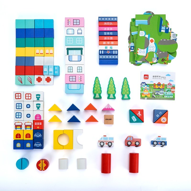 [LIFEMC02BPABAU -10% đơn 250K] Bộ đồ chơi xếp hình bằng gỗ Deli - giúp bé phát triển trí tuệ - 74524/ 74525