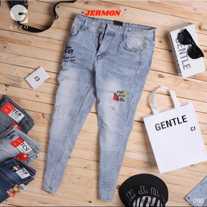 Quần Jean Nam Chất Bò Hàng VNXK Cao Cấp Đen Jogger AD090VP Co Dãn Mẫu Túm Ống Sành Điệu | BigBuy360 - bigbuy360.vn