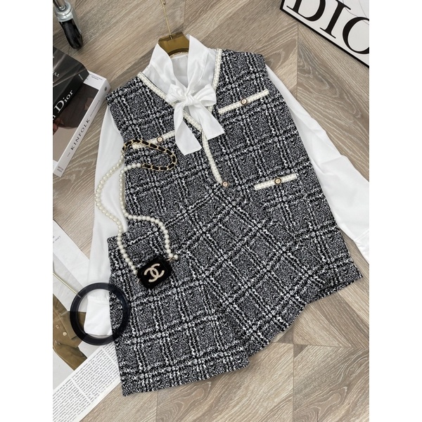 [ 𝐅𝐑𝐄𝐄 𝐒𝐇𝐈𝐏 ]  SÉT DẠ TWEED 3 MÓN QUẦN SHORT ÁO GHILE VS SƠ MI SANG CHẢNH Ạ