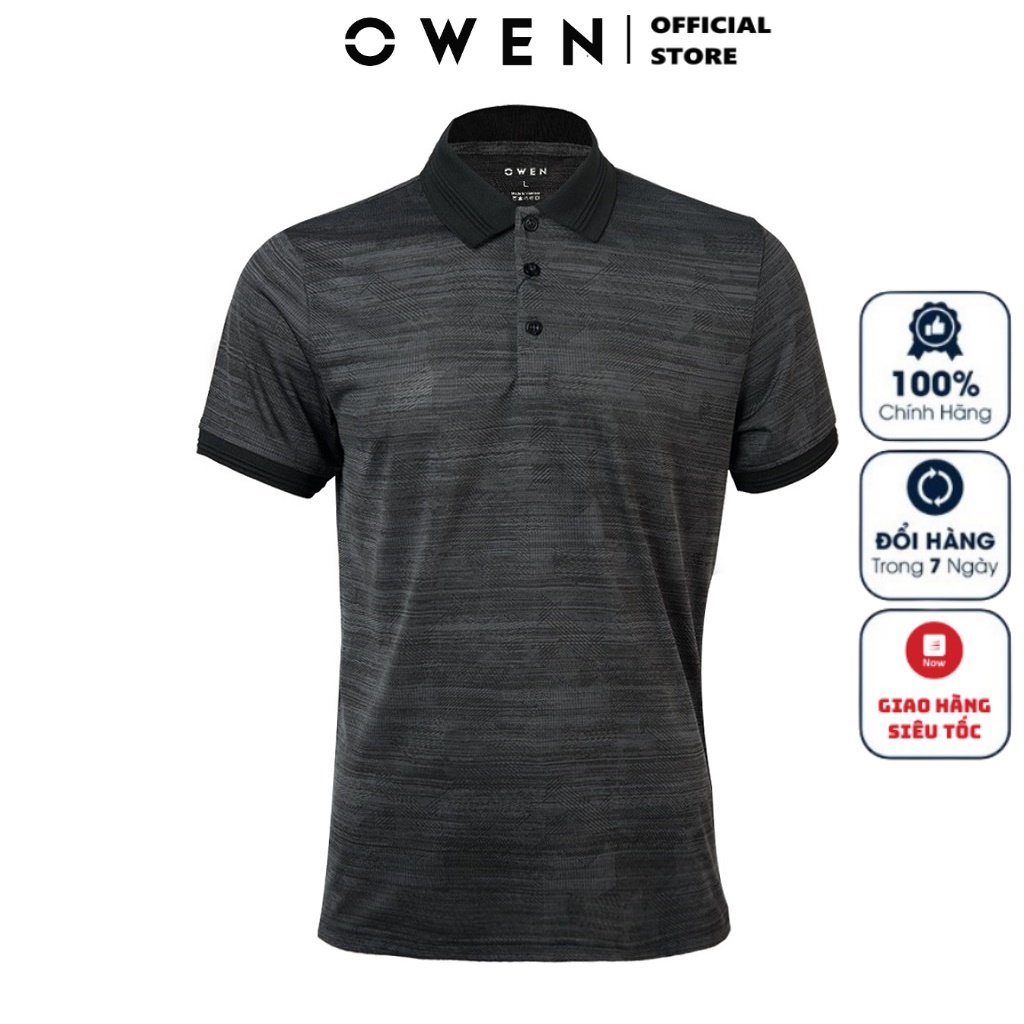 Áo Thun Polo Nam Ngắn Tay Có Cổ Bẻ OWEN APV220366 Phông Màu Ghi Đậm Họa Tiết Vải Poly Thể Thao Cao Cấp Dáng Body Fit