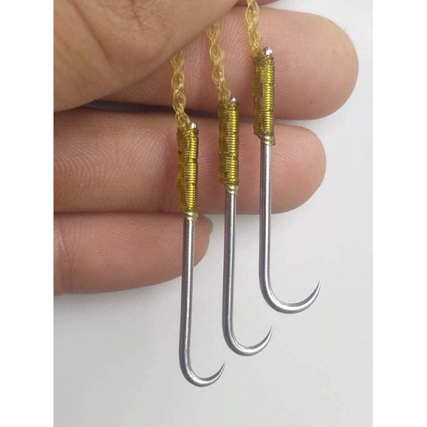 Bộ lưỡi câu lươn đồng chất liệu thép loxo inox không rỉ sét/sắc bén đã cột sẵn dây cước