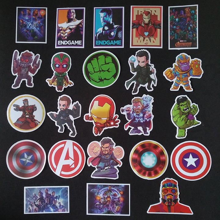 Miếng dán Sticker Avenger  - trọn bộ 100 hình - In rõ ràng sắc nét khó tróc
