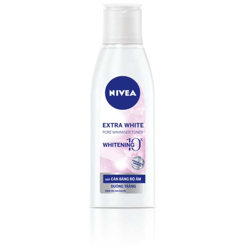 Nước hoa hồng dưỡng trắng da &amp; se khít lỗ chân lông NIVEA Extra White 200ml - Hàng Chính Hãng