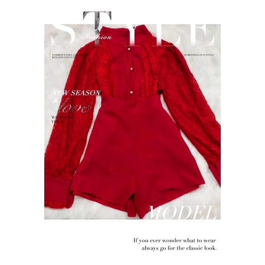 [Siêu Phẩm] Sét Đồ Bộ Kiểu phối ren hoa có khuy cài sang chảnh (quần lưng cao có chun co giãn)