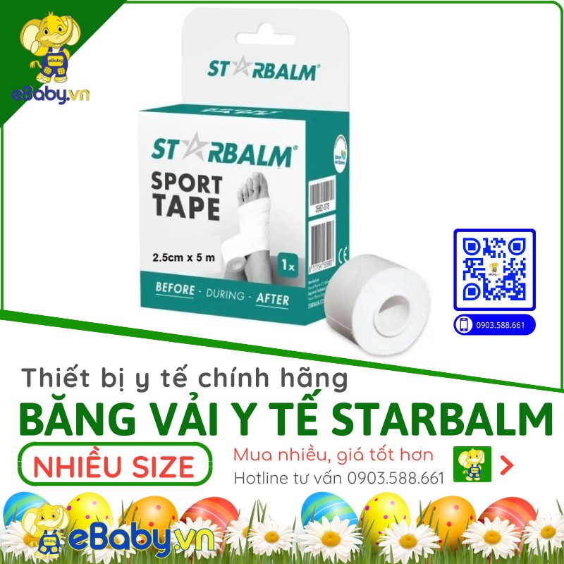 Băng vải thể thao y tế Starbalm SIÊU MỊN - SIÊU THẤM HÚT MỒ HÔI - Bảo vệ và hỗ trợ khớp cổ tay cổ chân -Ngăn chấn thương