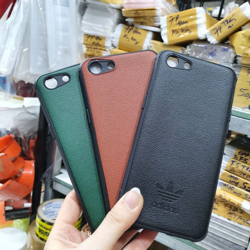 Ốp lưng Oppo A83 dẻo kiểu da vân logo Adidas