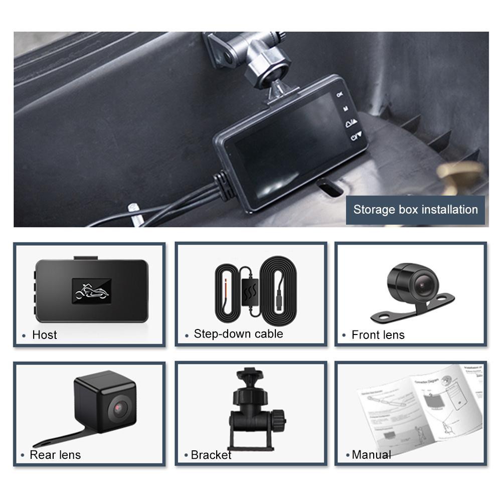 Máy Quay Hành Trình DVR 3 "1080P HD Chống Thấm Nước IP67 Ống Kính Kép Phía Trước Và Sau Cho Xe Máy
