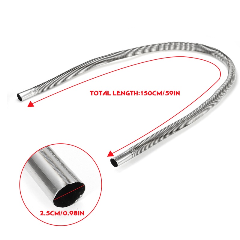 Ống Xả Khí Thải Nhiên Liệu Bằng Thép Không Gỉ 150CM Kèm 2 Kẹp Cố Định Chuyên Dụng Cho Xe Hơi / Tàu Thuyền