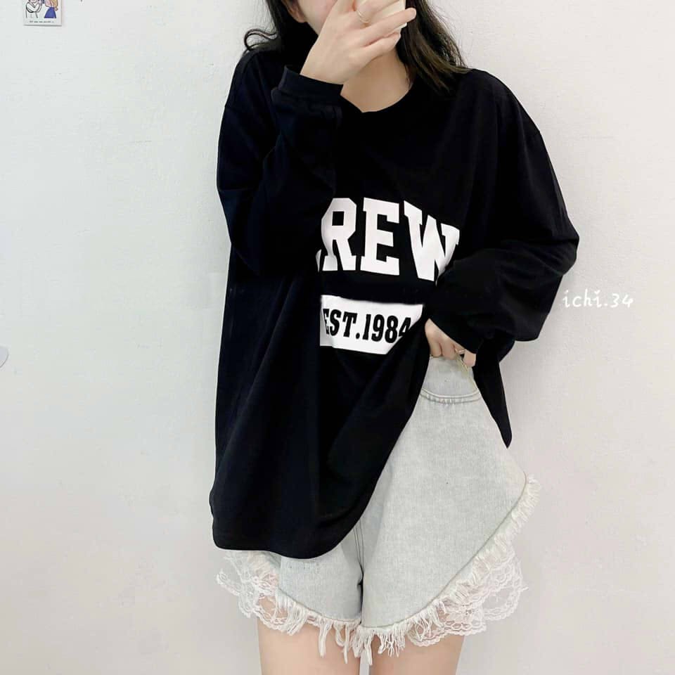 A021 Áo thun dài tay hè thu đông drew dáng rộng nam nữ, áo phông đen trắng Unisex form to cổ tròn tay bo trẻ trung