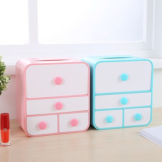 [Hộp dày 500g] HCM - Hộp đựng khăn giấy kèm tủ kéo đựng đồ vặt, giúp gọn nhà cửa