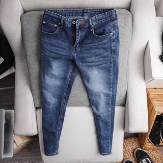 Quần jean nam xanh đậm skinny xanh đậm trơn dáng ôm chất bò xịn hàng xuất chuẩn