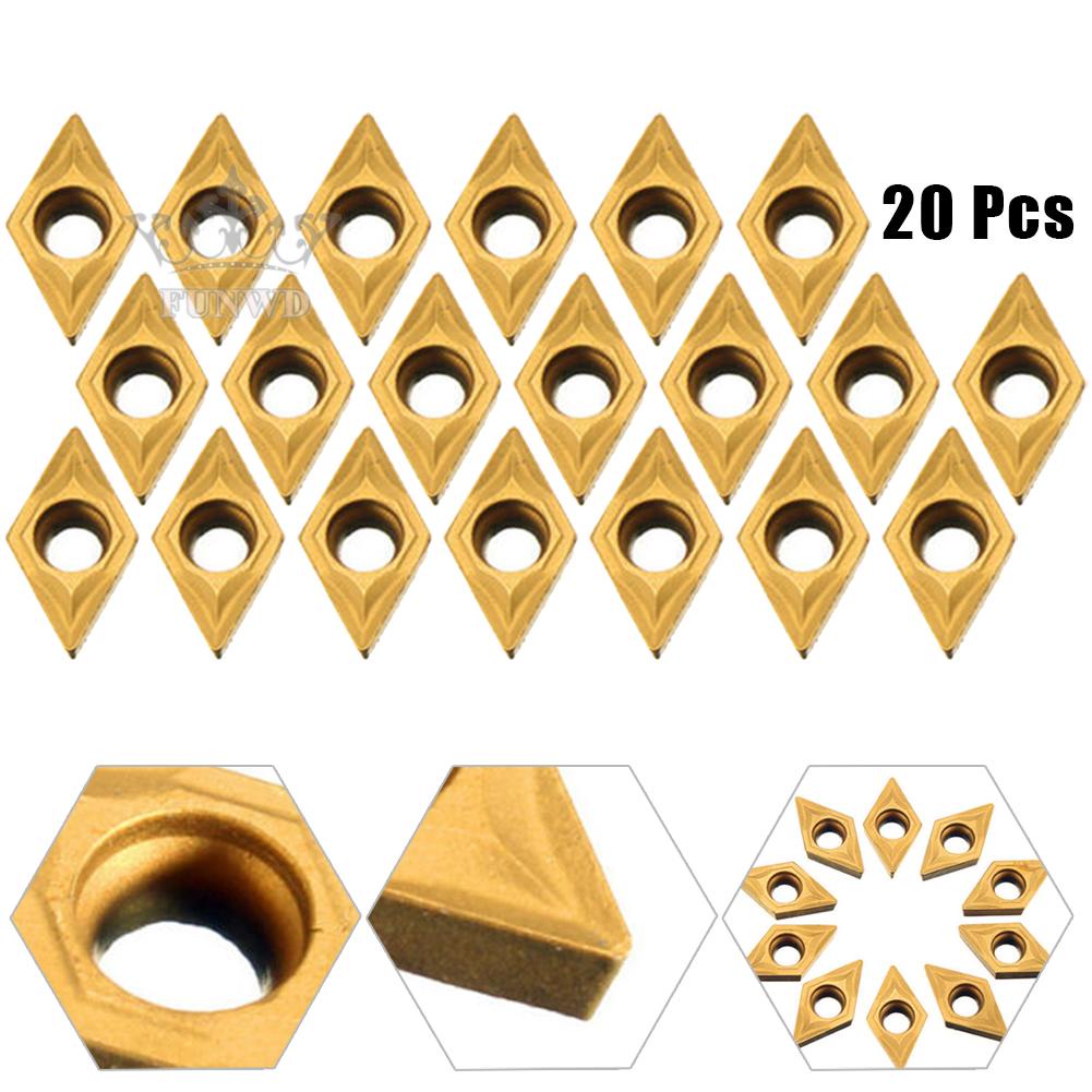 【FUNWD】20Pcs DCMT070204 YBC251 Carbide Inserts For Lathe Turning Tool Holder Boring Bar