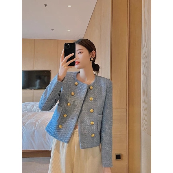 Áo khoác dạ cổ lông/ áo dạ tweed cao cấp dành cho nữ
