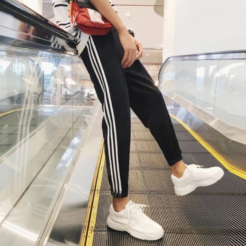 40-95kg quần ống suông 3 sọc Nữ bigsize thể thao