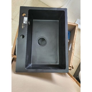 Chậu rửa chén bát đá đen 1 hố 600x450