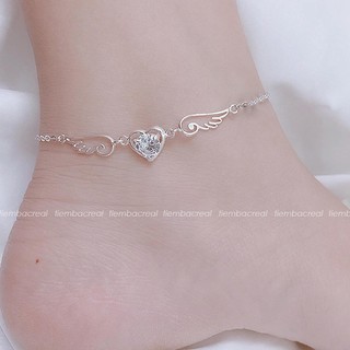 Lắc chân nữ bạc ta hình cánh thiên thần, lắc chân thiên thần đủ màu đá,bảo hành trọn đời, tiệm bạc real