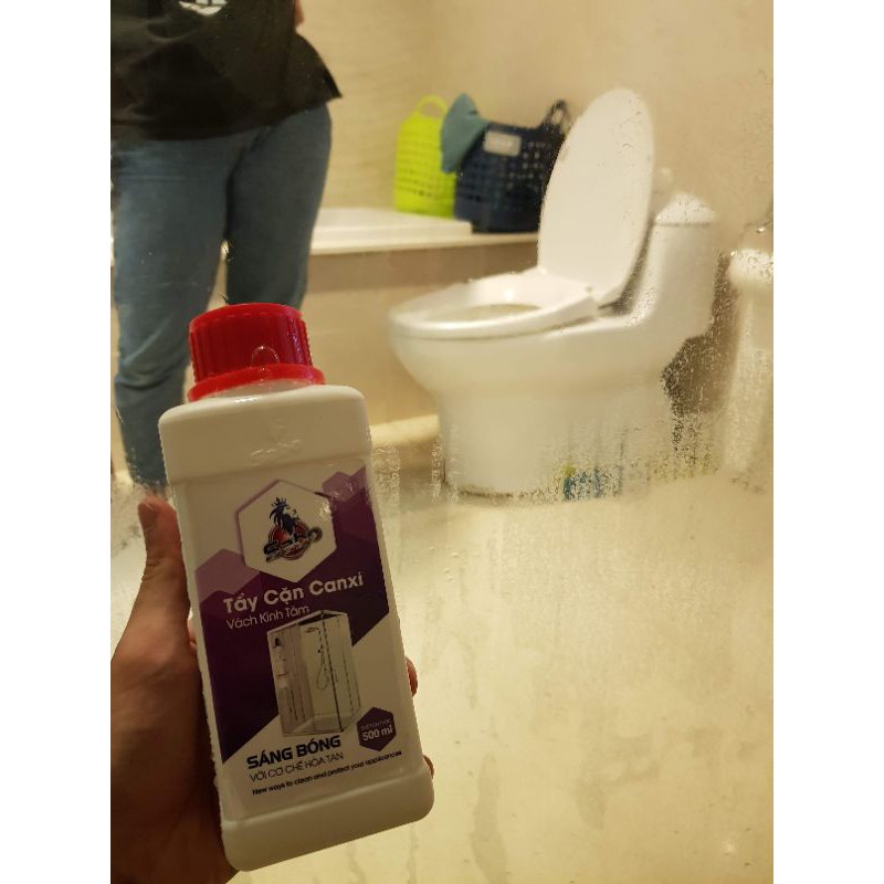 Nước tẩy cặn canxi vách kính phòng tắm, gương siêu sạch Sabo K không mùi