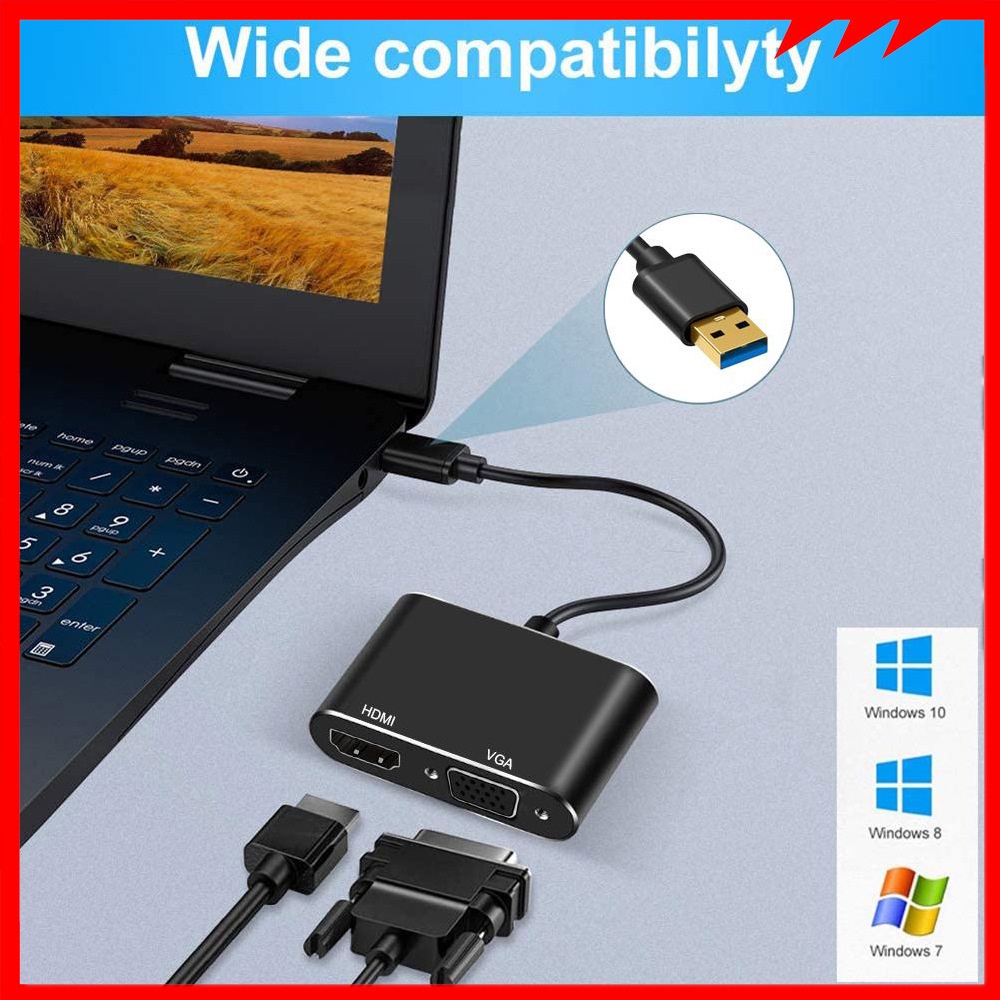 Bộ ChuyểN ĐổI Mở RộNg MặT Gương USB 3.0 2.0 Sang HDMI 4K VGA 1080P 3.5mm HDTV