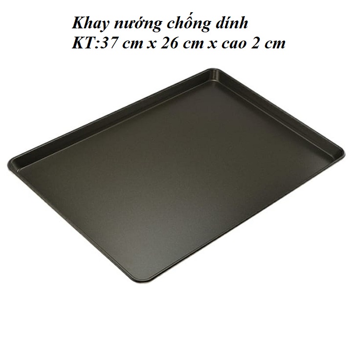 Khay nướng chống dính chữ nhật 37 cm x 26 cm x cao 2 cm
